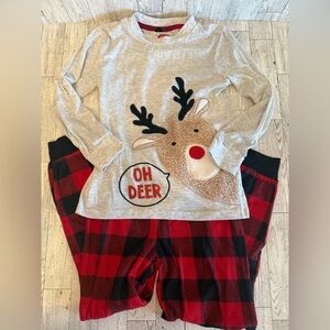 Holiday Time reindeer Christmas pajamas shirt & pants Girls size 8